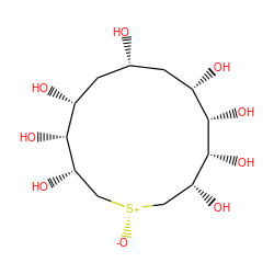 [O-][S@@+]1C[C@@H](O)[C@@H](O)[C@@H](O)[C@@H](O)C[C@@H](O)C[C@@H](O)[C@@H](O)[C@@H](O)C1 ZINC000040861207