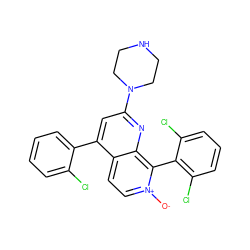 [O-][n+]1ccc2c(-c3ccccc3Cl)cc(N3CCNCC3)nc2c1-c1c(Cl)cccc1Cl ZINC000073161718