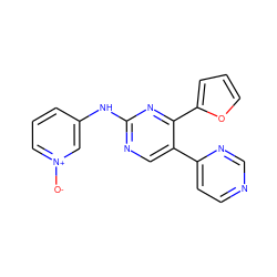 [O-][n+]1cccc(Nc2ncc(-c3ccncn3)c(-c3ccco3)n2)c1 ZINC000013981600