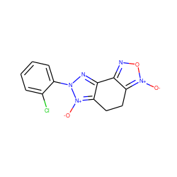 [O-][n+]1onc2c1CCc1c-2nn(-c2ccccc2Cl)[n+]1[O-] ZINC000003901801