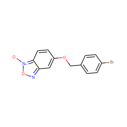 [O-][n+]1onc2cc(OCc3ccc(Br)cc3)ccc21 ZINC000095574679