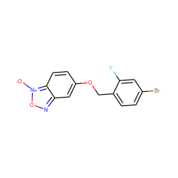 [O-][n+]1onc2cc(OCc3ccc(Br)cc3F)ccc21 ZINC000095578617