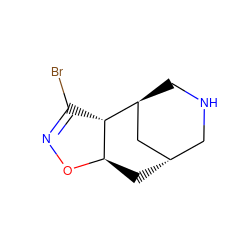 BrC1=NO[C@@H]2C[C@H]3CNC[C@@H](C3)[C@@H]12 ZINC000169289764