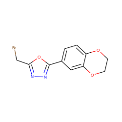 BrCc1nnc(-c2ccc3c(c2)OCCO3)o1 ZINC000072106058