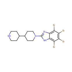 Brc1c(Br)c(Br)c2[nH]c(N3CCC(C4CCNCC4)CC3)nc2c1Br ZINC000143543230