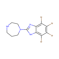 Brc1c(Br)c(Br)c2[nH]c(N3CCCNCC3)nc2c1Br ZINC000143656246