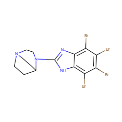 Brc1c(Br)c(Br)c2[nH]c(N3CCN4CCC3CC4)nc2c1Br ZINC000143449605