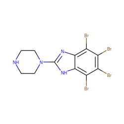 Brc1c(Br)c(Br)c2[nH]c(N3CCNCC3)nc2c1Br ZINC000117194458