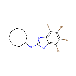 Brc1c(Br)c(Br)c2[nH]c(NC3CCCCCCC3)nc2c1Br ZINC000143559187