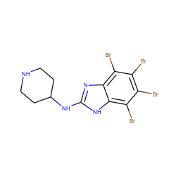 Brc1c(Br)c(Br)c2[nH]c(NC3CCNCC3)nc2c1Br ZINC000143573030