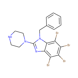 Brc1c(Br)c(Br)c2c(nc(N3CCNCC3)n2Cc2ccccc2)c1Br ZINC000143697374