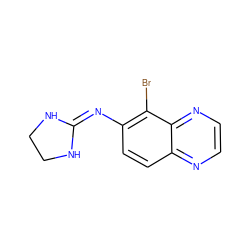 Brc1c(N=C2NCCN2)ccc2nccnc12 ZINC000021303210