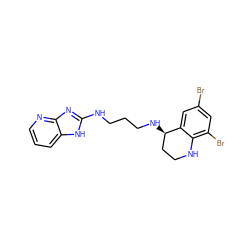 Brc1cc(Br)c2c(c1)[C@H](NCCCNc1nc3ncccc3[nH]1)CCN2 ZINC000028364173