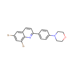 Brc1cc(Br)c2nc(-c3ccc(N4CCOCC4)cc3)ccc2c1 ZINC000001384438