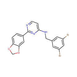 Brc1cc(Br)cc(CNc2ccnc(-c3ccc4c(c3)OCO4)n2)c1 ZINC000096271416