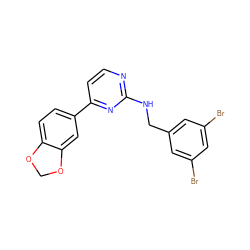 Brc1cc(Br)cc(CNc2nccc(-c3ccc4c(c3)OCO4)n2)c1 ZINC000095755471