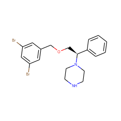 Brc1cc(Br)cc(COC[C@@H](c2ccccc2)N2CCNCC2)c1 ZINC000022926758