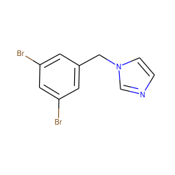 Brc1cc(Br)cc(Cn2ccnc2)c1 ZINC000036322895