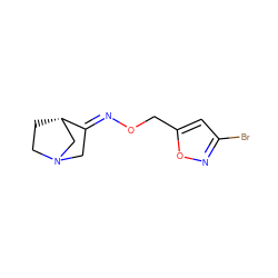 Brc1cc(CO/N=C2\CN3CC[C@H]2C3)on1 ZINC000026716266