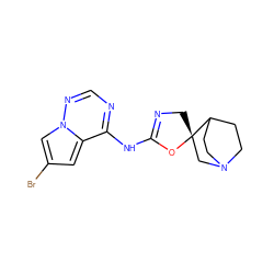 Brc1cc2c(NC3=NC[C@@]4(CN5CCC4CC5)O3)ncnn2c1 ZINC001772619211