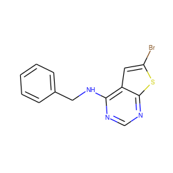 Brc1cc2c(NCc3ccccc3)ncnc2s1 ZINC000299856640