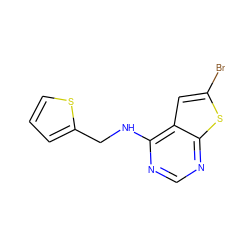 Brc1cc2c(NCc3cccs3)ncnc2s1 ZINC000299864661