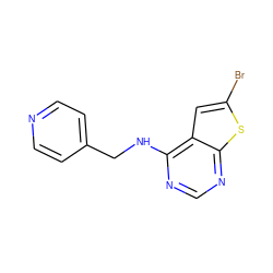 Brc1cc2c(NCc3ccncc3)ncnc2s1 ZINC000299865208