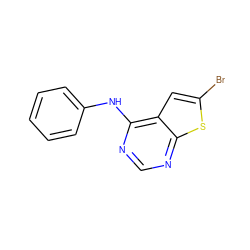 Brc1cc2c(Nc3ccccc3)ncnc2s1 ZINC000299867762