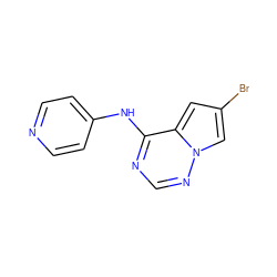 Brc1cc2c(Nc3ccncc3)ncnn2c1 ZINC000261508295