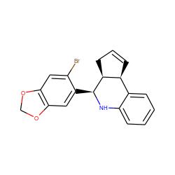 Brc1cc2c(cc1[C@@H]1Nc3ccccc3[C@@H]3C=CC[C@@H]31)OCO2 ZINC000004959591