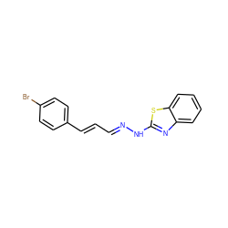 Brc1ccc(/C=C/C=N/Nc2nc3ccccc3s2)cc1 ZINC000002892491