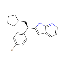 Brc1ccc([C@@H](CC2CCCC2)c2cc3cccnc3[nH]2)cc1 ZINC000653793940