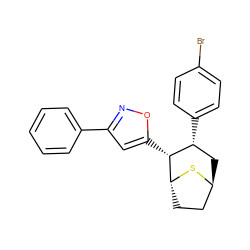 Brc1ccc([C@@H]2C[C@H]3CC[C@@H](S3)[C@@H]2c2cc(-c3ccccc3)no2)cc1 ZINC000169335234