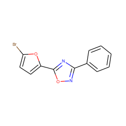 Brc1ccc(-c2nc(-c3ccccc3)no2)o1 ZINC000000204094