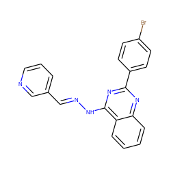 Brc1ccc(-c2nc(N/N=C/c3cccnc3)c3ccccc3n2)cc1 ZINC000005029142