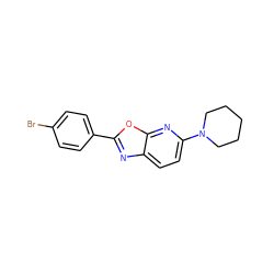 Brc1ccc(-c2nc3ccc(N4CCCCC4)nc3o2)cc1 ZINC000205326132