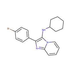 Brc1ccc(-c2nc3ccccn3c2NC2CCCCC2)cc1 ZINC000072176532