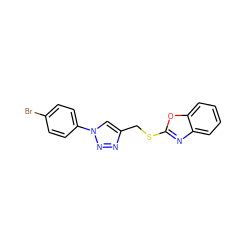 Brc1ccc(-n2cc(CSc3nc4ccccc4o3)nn2)cc1 ZINC000169340317