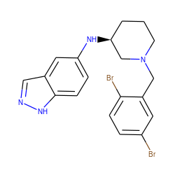 Brc1ccc(Br)c(CN2CCC[C@H](Nc3ccc4[nH]ncc4c3)C2)c1 ZINC000114337180