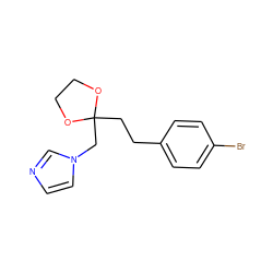 Brc1ccc(CCC2(Cn3ccnc3)OCCO2)cc1 ZINC000028648002