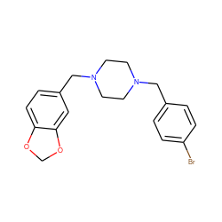 Brc1ccc(CN2CCN(Cc3ccc4c(c3)OCO4)CC2)cc1 ZINC000019361448