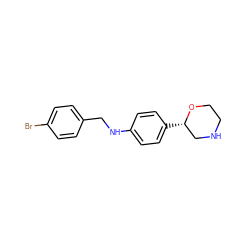 Brc1ccc(CNc2ccc([C@H]3CNCCO3)cc2)cc1 ZINC000150000753