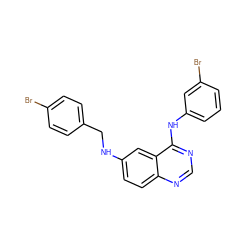 Brc1ccc(CNc2ccc3ncnc(Nc4cccc(Br)c4)c3c2)cc1 ZINC000084538124