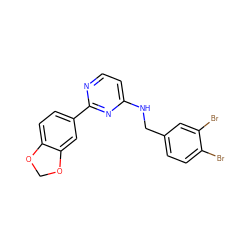 Brc1ccc(CNc2ccnc(-c3ccc4c(c3)OCO4)n2)cc1Br ZINC000096271417