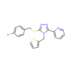 Brc1ccc(CSc2nnc(-c3ccccn3)n2Cc2cccs2)cc1 ZINC000066166744