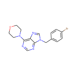 Brc1ccc(Cn2cnc3c(N4CCOCC4)ncnc32)cc1 ZINC000089787968