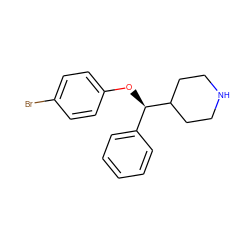 Brc1ccc(O[C@H](c2ccccc2)C2CCNCC2)cc1 ZINC000013530893