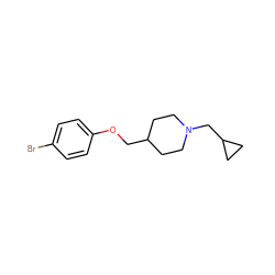 Brc1ccc(OCC2CCN(CC3CC3)CC2)cc1 ZINC000013605812