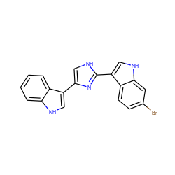 Brc1ccc2c(-c3nc(-c4c[nH]c5ccccc45)c[nH]3)c[nH]c2c1 ZINC000005974922