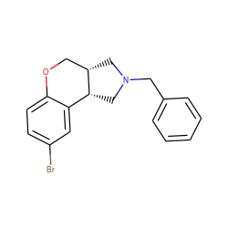 Brc1ccc2c(c1)[C@H]1CN(Cc3ccccc3)C[C@H]1CO2 ZINC000026161984